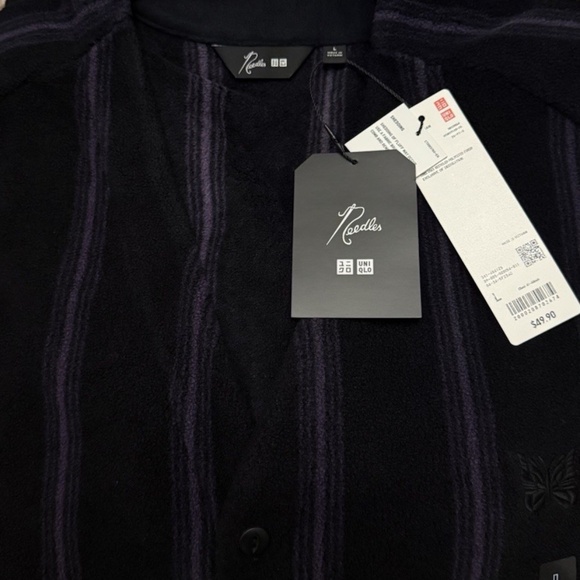 UNIQLO and NEEDLES. NEW FW25 Oversized Purple Striped Cardigan. - Picture 7 of 7